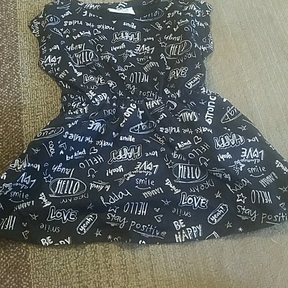 Black dress with words